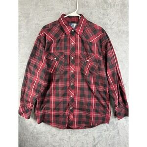 Vtg Big Country Mens Pearl Snap Shirt L Red Black 90s Y2K Long Sleeve Western